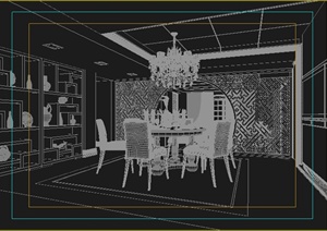 中式住宅客厅、餐厅室内装饰3DMAX模型