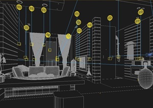 某现代住宅空间主卧与卫生间设计3DMAX模型