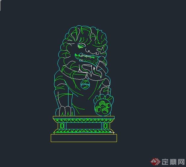 某雕塑石狮子设计CAD方案图(1)