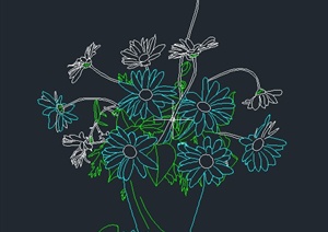 一株盆花植物的CAD立面图