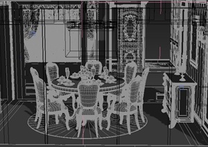 某复式住宅餐厅室内设计3DMAX模型