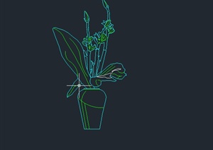 室内摆件花瓶与植物设计CAD方案图