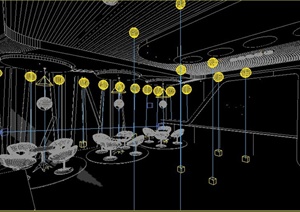 现代风格餐饮空间室内设计3dmax模型