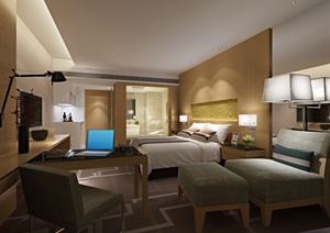 现代风格酒店客房室内设计3dmax模型