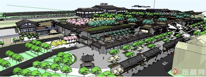 重庆某中式风格火车站、客运站建筑景观设计su模型(4)