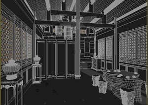 中式风格酒店茶室室内设计3dmax模型