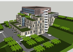 某建筑工程学院图书馆建筑设计SU(草图大师)模型