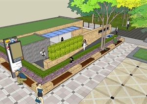 某广场景观及公厕建筑设计SU(草图大师)模型