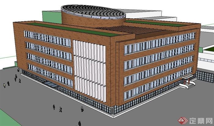 某学院五层学生食堂建筑设计su模型(3)