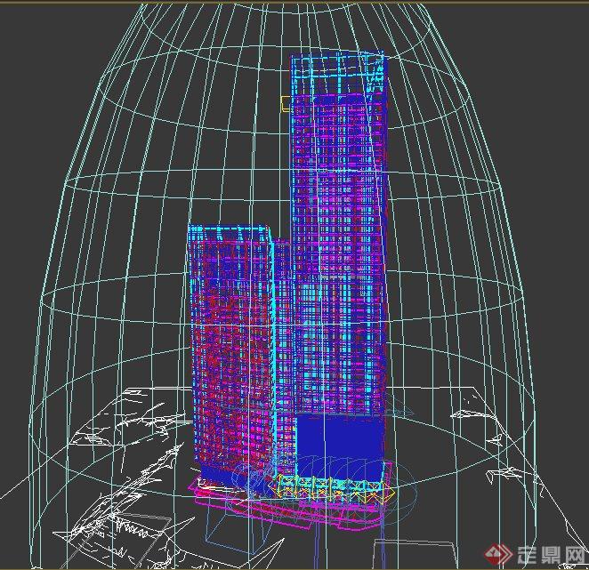 某现代美式高层办公建筑设计3DMAX模型与PSD效果图(6)