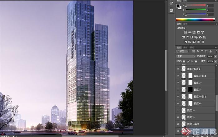 某现代美式高层办公建筑设计3DMAX模型与PSD效果图(7)