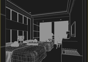 现代宾馆客房室内设计3dmax模型