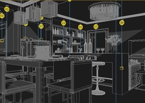 现代简约客厅、餐厅室内设计3dmax模型