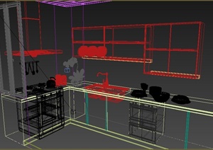 现代简约厨房室内设计3dmax模型