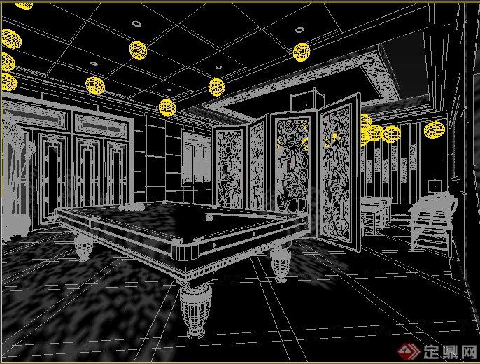 某中式风格台球室室内设计3dmax模型(1)