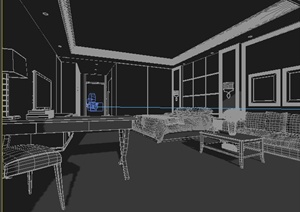 现代简约宾馆客房及卫生间室内设计3dmax模型