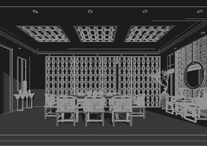 中式风格酒店套房室内设计3dmax模型