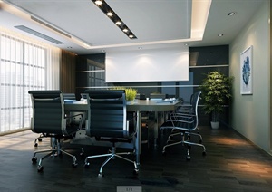 现代风格会议室室内设计3dmax模型（含效果图）