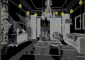 美式客餐厅家装设计3DMAX模型