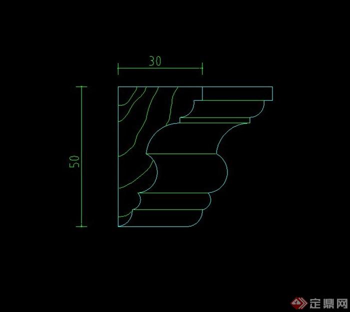 某现代装饰墙体拐角饰线设计CAD图(1)