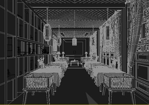 某中式风格咖啡厅室内设计3dmax模型