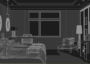 某简约风格宾馆客房室内设计3dmax模型