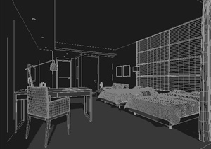 现代简约宾馆客房室内装饰3dmax模型