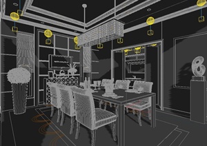 室内餐厅家装设计3DMAX模型