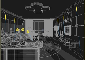 现代简约住宅客厅室内装饰3dmax模型