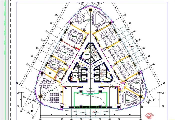 某现代多层办公室装修设计CAD施工图与JPG效果图(3)