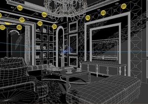 某欧式风格住宅室内客厅与餐厅家装设计3DMAX模型