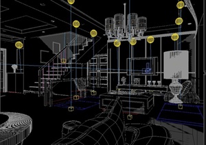 某别墅客餐厅家装设计3DMAX模型