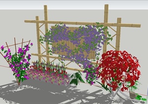 园林景观组合花架SU(草图大师)精致模型