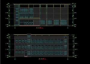 某现代三层图书馆建筑设计CAD方案图