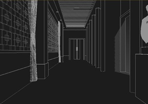 某中式风格过道、走廊室内设计3dmax模型