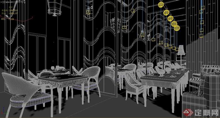 某餐厅大厅装饰设计3DMAX模型(1)