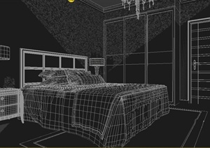 某现代风格住宅空间卧室家装设计方案3DMAX模型