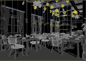 某现代餐厅大堂装修设计3DMAX模型