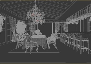 某现代酒店餐厅室内装修方案设计3DMAX模型