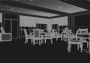 工装中式棋牌室室内装饰设计3dmax模型