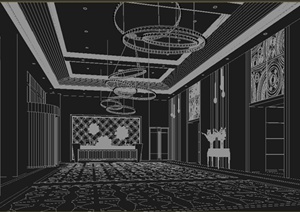 某现代风格酒店大厅装修设计3DMAX模型