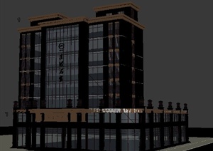 现代风格小高层酒店建筑设计3dmax模型