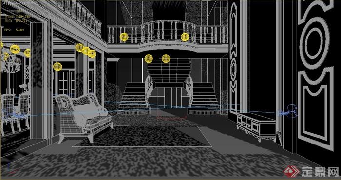 某两层欧式小酒吧室内装修设计3DMAX模型(2)