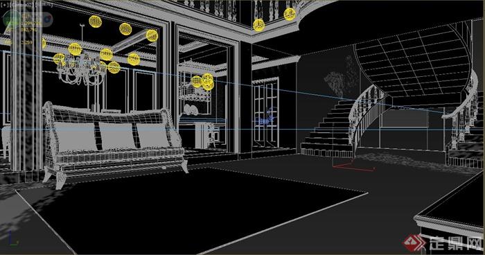 某两层欧式小酒吧室内装修设计3DMAX模型(3)
