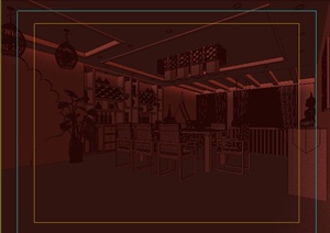 东南亚风格家装餐厅室内设计3dmax模型