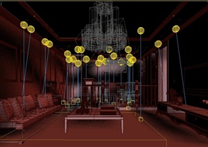 某简约风格住宅空间客厅餐厅 装修设计3DMAX模型