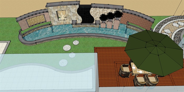 某现代私家庭院景观规划设计SU模型(2)