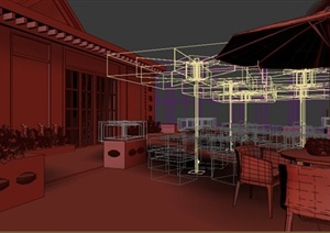 某现代中式露天餐饮店设计3DMAX模型