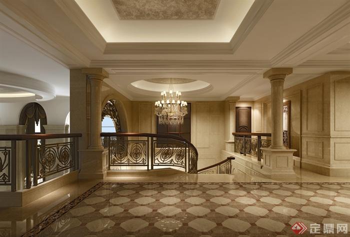某欧式别墅豪华客厅室内设计3dmax模型