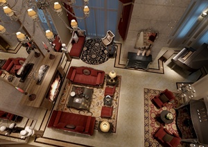 两套欧式风格别墅客厅室内装饰3dmax模型